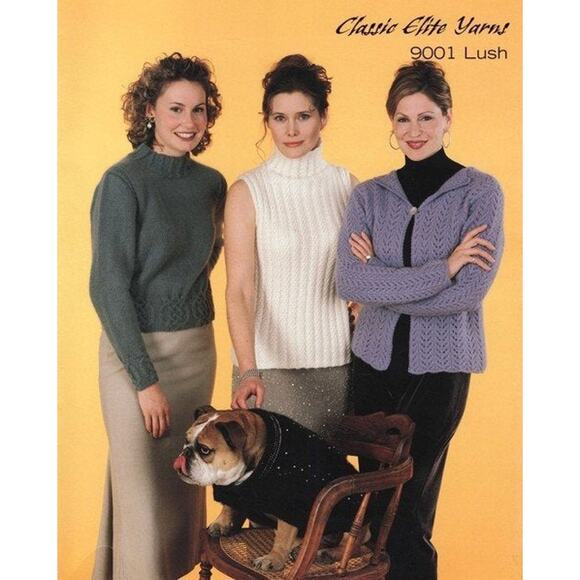 New Classic Elite Yarns 9001 Sweater Shell Cardigan Dog Sweater Knitting Pattern - Picture 1 of 5